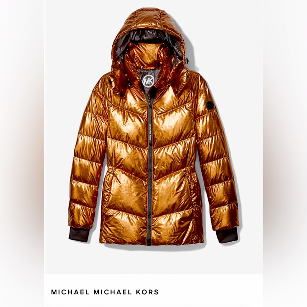 MICHAEL KORS — Metallic Puffer Jacket